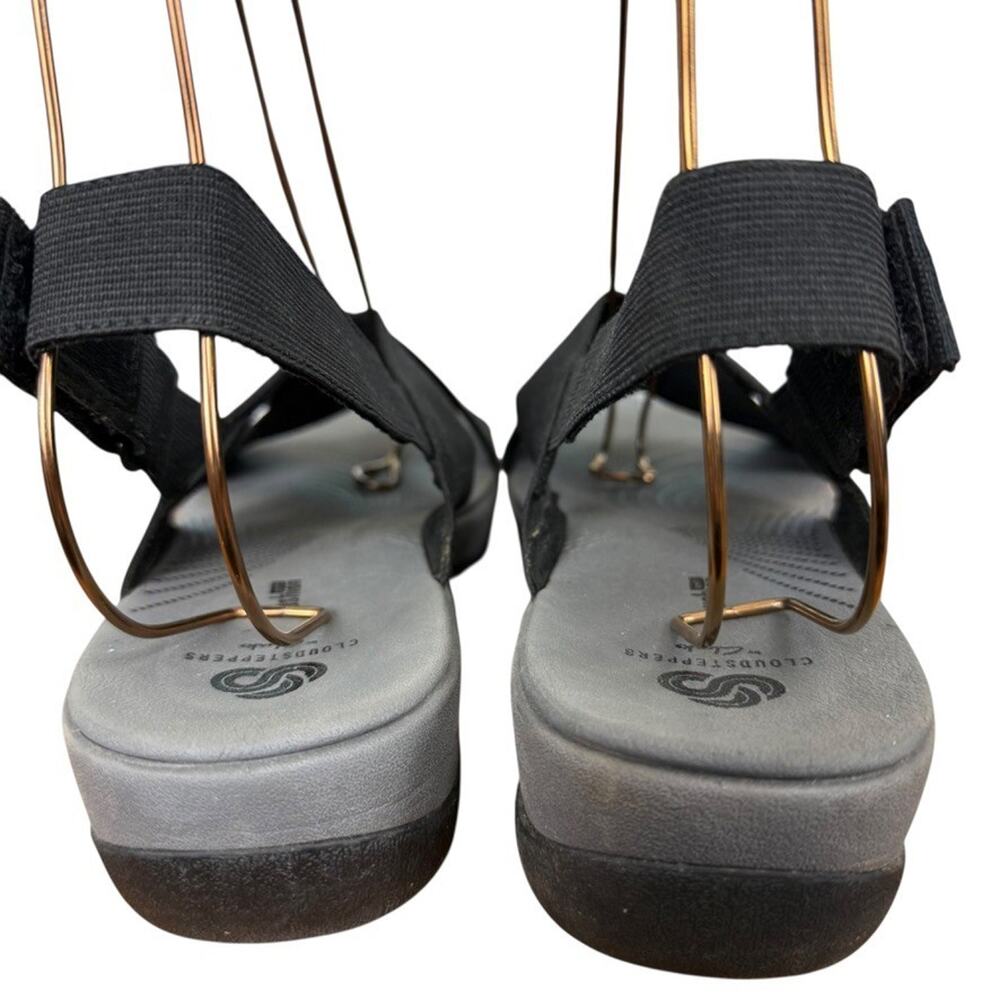 Clarks Arla Kaydin Black Slingback Wedge Sandals Wide Strap Comfort Shoes sz 10 - Picture 11 of 16